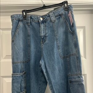 Wild Fable Blue Denim Wide Leg Cargo Jeans